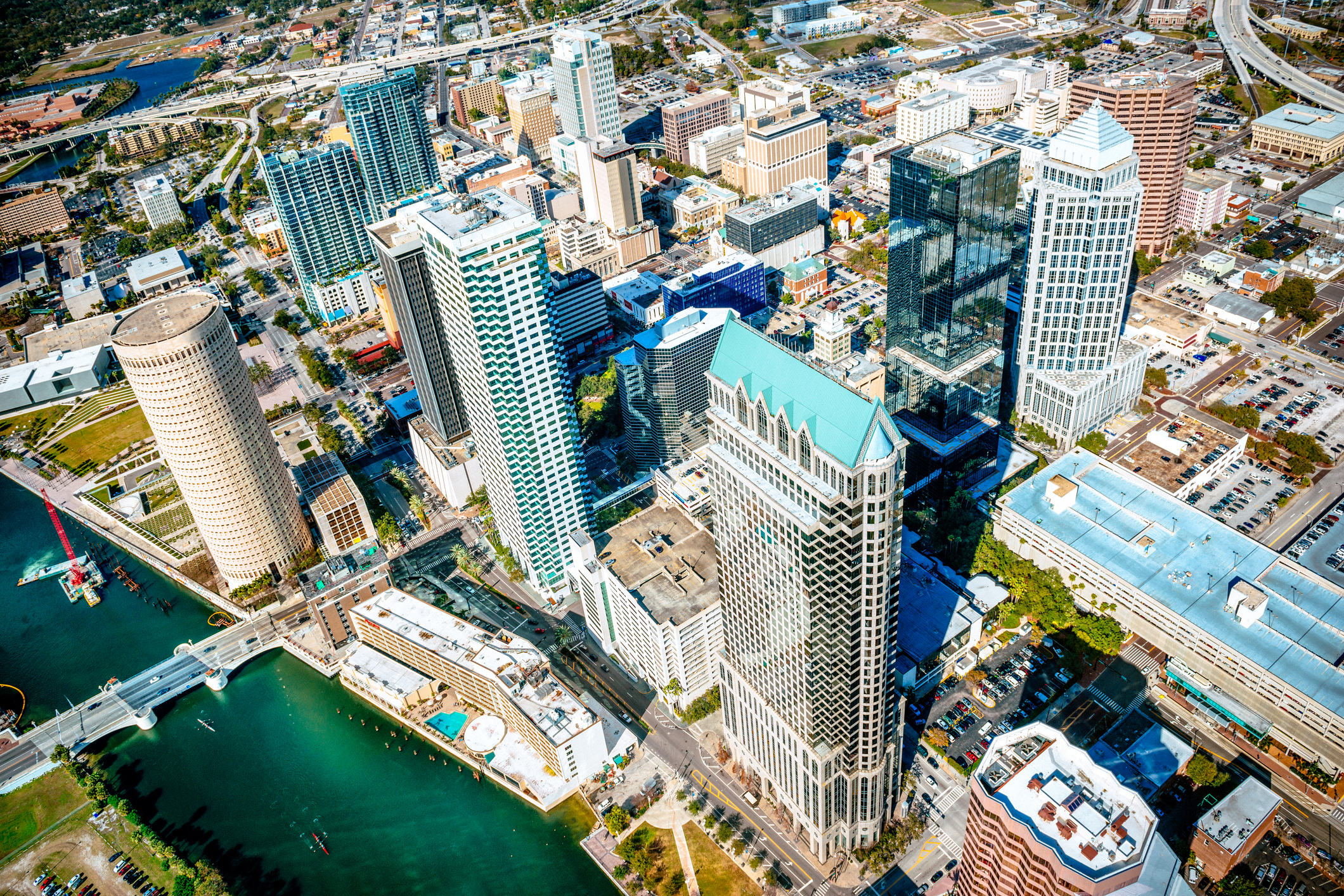 tampa aerial view roofs